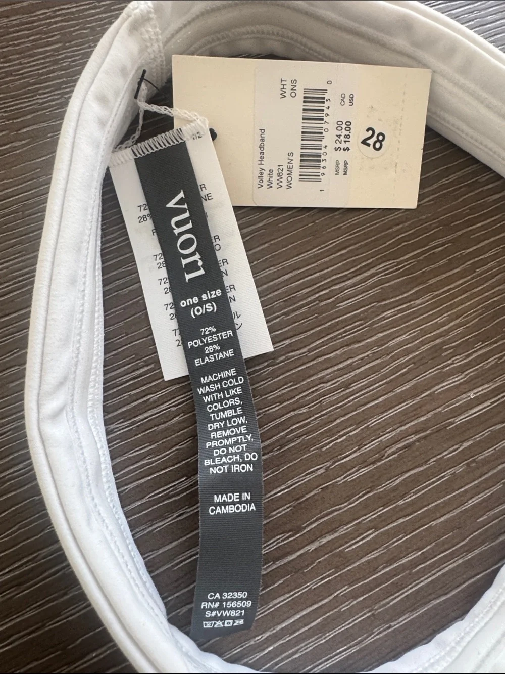 Vuori Women’s NWT Volley Headband White V-Logo Headband